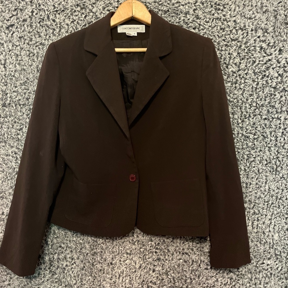 Contemporaine womens Brown Workwear/Carrier/Office  Blazer Size 4